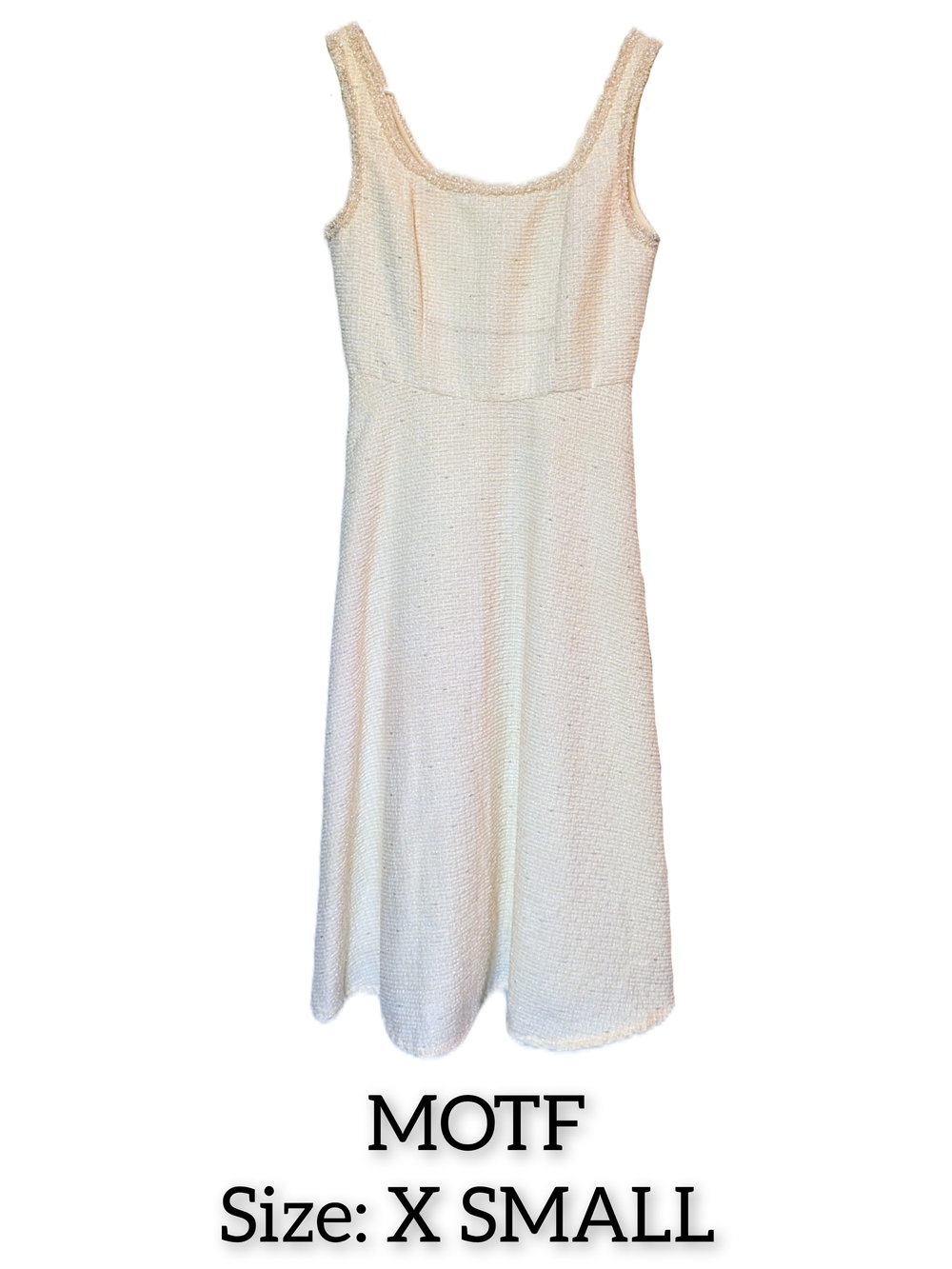 MOTF Cream Textured Scoop Neck Midi Dress - X-Small